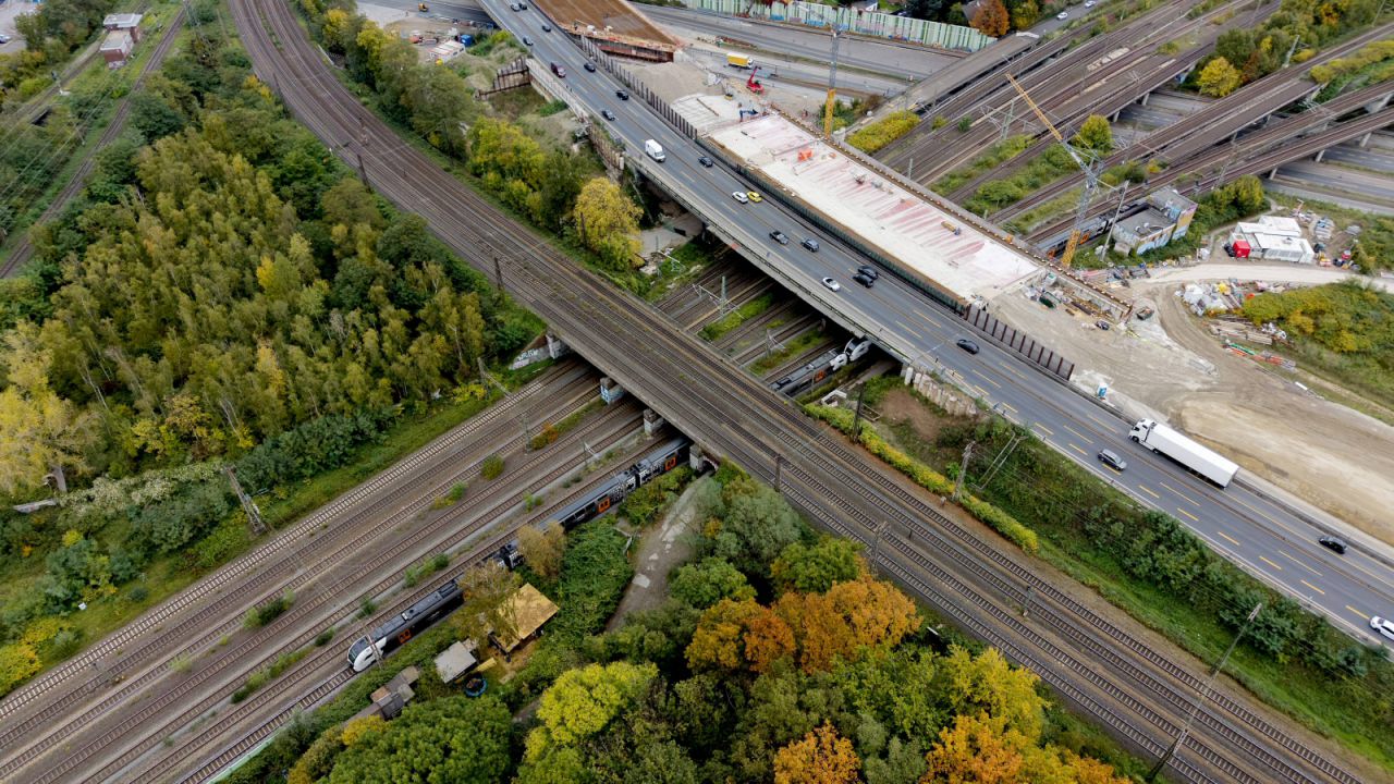 Baustelle am Autobahnkreuz Kaiserberg in NRW
