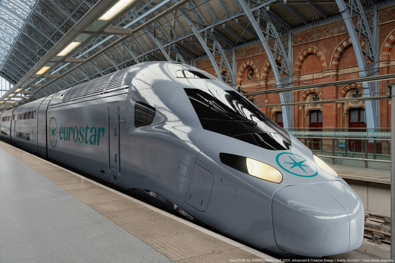 Eurostar Celestia am Bahnhof London St Pancras (Visualisierung)