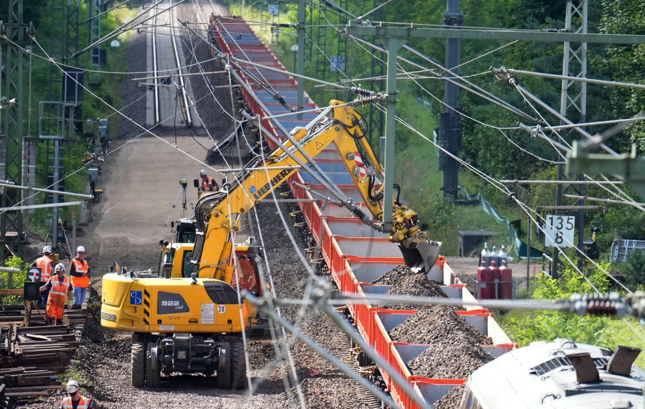 Bauarbeiten im Streckenabschnitt südlich von Karstädt am 06.08.2025