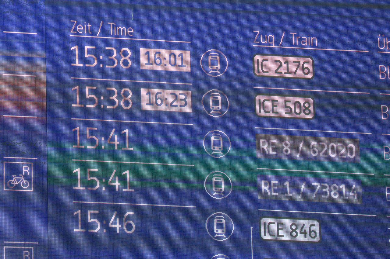 Anzeigetafel bei der Deutschen Bahn