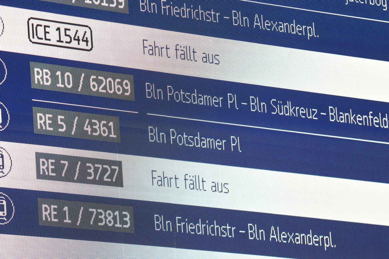 Anzeigetafel bei der Deutschen Bahn