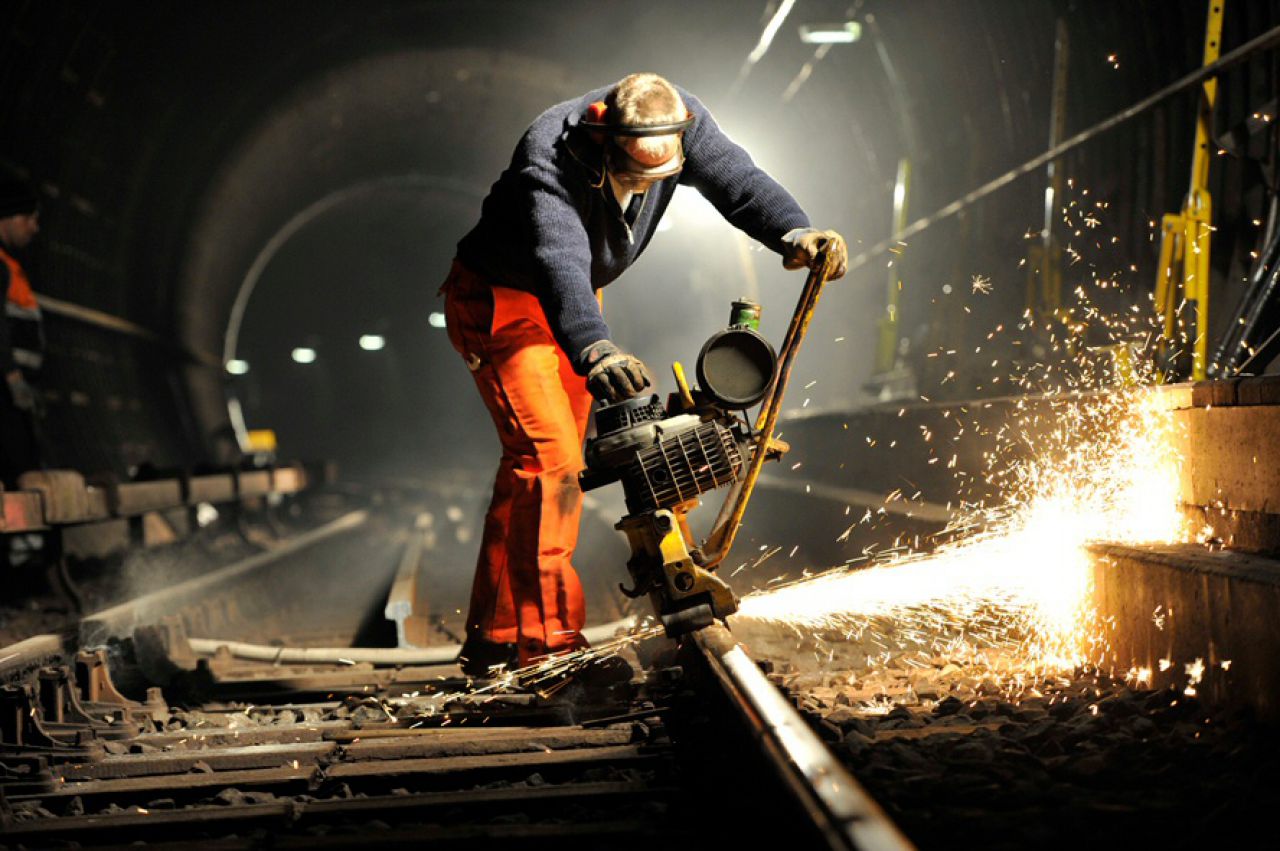 Gleisbauarbeiten in der Hamburger U-Bahn