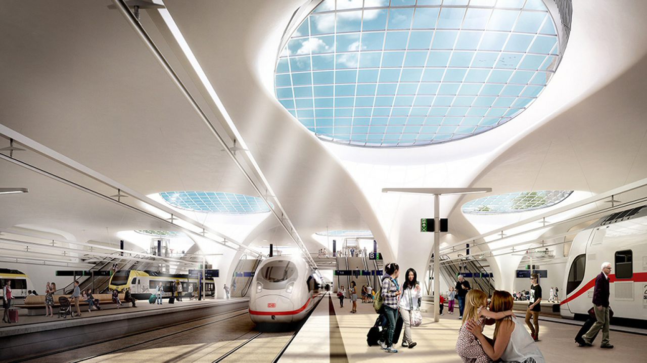 Visualisierung des neuen Stuttgarter Hauptbahnhofs