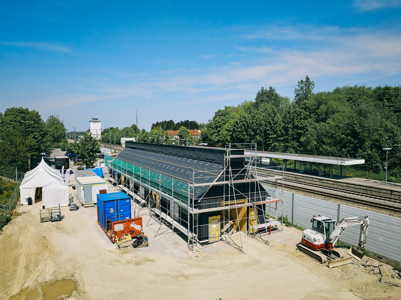 Baustelle am Tag des Richtfests