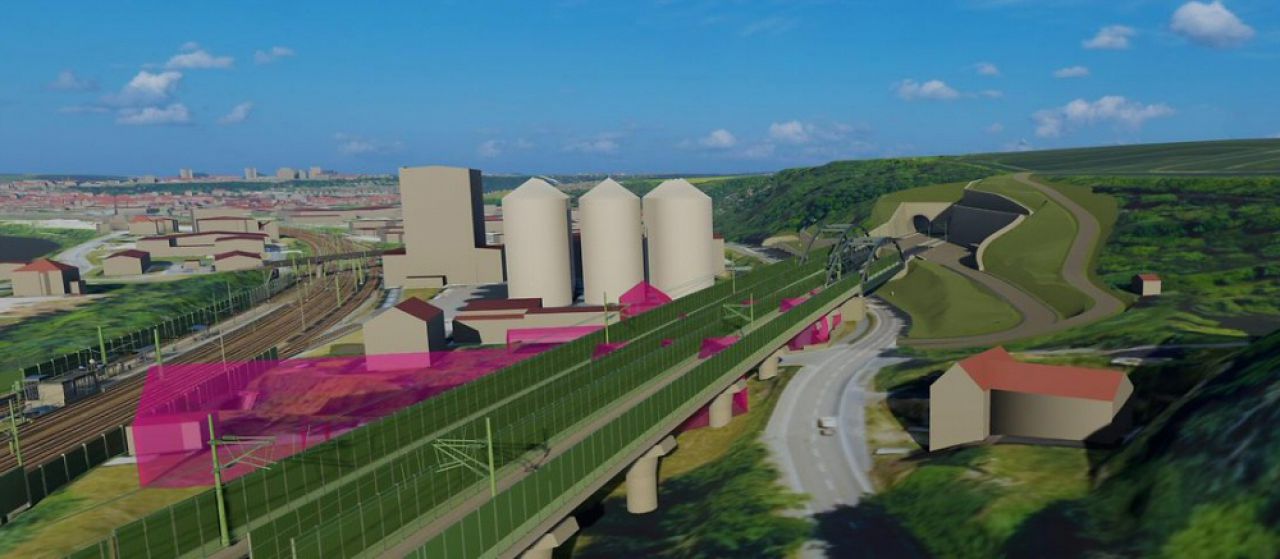 Visualisierung eines Tunnelportals der Neubaustrecke Dresden-Prag